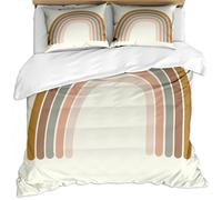 Funda Nórdica De 3 Piezas Juego De Ropa De Cama 220X240Cm 3D Arte Colorido Simple De Arcoíris En Tonos Retro sobre Fondo Blanco Funda De Edredón Invierno para Infantiles Y Adultos, Microfibra Hipoa