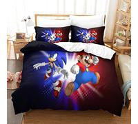 Funda Nórdica De 3D Super Mario Bros Estampado Funda Edredón Suave Y Transpirable Microfibra 3 Piezas De con Cremallera Juego De Ropa De Cama De para Niños Y AdultosKing(220x240cm)