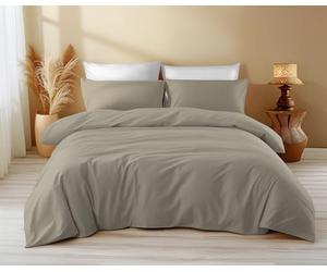 Funda nórdica de algodón liso pardo - Tiempo de dormir, 100% puro algodón, suave, transpirable, Made in Italy - 155 x 200 cm, 1 plaza