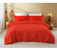 Funda nórdica de algodón liso rojo - Tiempo de dormir, 100% puro algodón, suave, transpirable, Made in Italy - 250 x 200 cm, 2 plazas