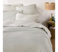 Funda nórdica de algodón seersucker Cottage. Talla Cama 105cm (200x200cm). Color Verde