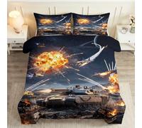 Funda nórdica de carro avión caza misil niño 240x260cm 2 personas | Juego de cama militar del ejército guerra con diseño reversible de microfibra 110 GSM, cremallera oculta