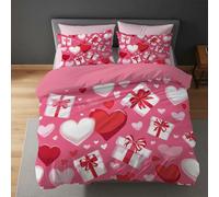 Funda Nórdica de Matrimonio 3 Piezas Con Estampado de Dibujos Animados En Forma De Corazón Regalo - Hipoalergénica Suave y Transpirable - Funda Nórdica de 220 x 240 + Fundas de Almohada 2 x 80 x 80