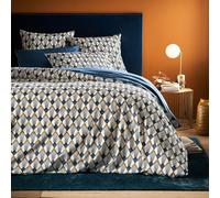Funda nórdica de percal Elisa azulada. Talla Cama 105cm (200x200cm). Color Estampado
