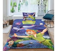Funda Nórdica De Peter Pan De, Juego De Cama De Animación Impreso En 3D, Edredón con Fundas De Almohada, Cremallera Oculta, Microfibra Single(135x200cm)