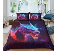 Funda Nórdica Dragón Colorido 3D Impresa Microfibra para Adultos Jóvenes Decoración Dormitorio Juego de Cama Dragón Suave Transpirable Todo el Año King（220x240cm）