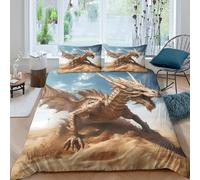 Funda Nórdica Dragón Fantasía 3D Impresa Juego de Ropa de Cama Microfibra Suave Transpirable para Dormitorio Adultos Jóvenes Super King（260x220cm）