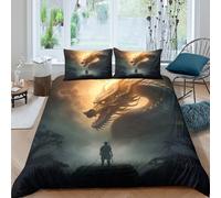 Funda Nórdica Dragón Fantasía 3D Impresa Microfibra Adultos Decoración Dormitorio Juego de Cama Dragón Suave Transpirable Regalo King（220x240cm）