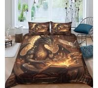 Funda Nórdica Dragón Fantasía 3D Impresa Microfibra Decoración Dormitorio Juego de Ropa de Cama Dragón Suave Transpirable para Adultos Jóvenes King（220x240cm）