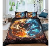 Funda Nórdica Dragón Fantasía Impresión 3D Microfibra Decoración Dormitorio Juego de Ropa de Cama Dragón Suave Transpirable para Adultos Jóvenes Super King（260x220cm）