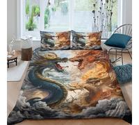 Funda Nórdica Dragón Fantasía Impresión 3D Microfibra para Adultos Decoración Dormitorio Juego de Cama Dragón Mítico Super King（260x220cm）