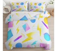 Funda Nórdica Edredon 220 x 240 cm, Juego de Ropa de Cama 3 Piezas - 2 Fundas de Almohada 50x75cm, para Cama Infantil/Adolescentes, Todas Las Camas y Estaciones, Textura Geometría Gráficos Blanco