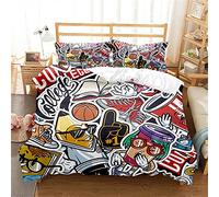 Funda Nórdica Elegante - Elegante Juego De Cama Con Graffiti Callejero De Monstruo De Baloncesto Con Cremallera - Funda Nórdica De Microfibra Con 2 Fundas De Almohada ((220x 240cm)-Cama de 150/160,F)