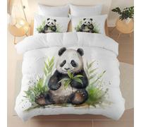 Funda nórdica Estampada 220 x 240 cm, Microfibra cepillada Suave y cómoda Funda nordica, Acuarela Oriental Pandas Tema Juego Cama con Cremallera Apto para Adultos y niños, Blanco