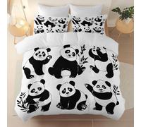Funda nórdica Estampada 240 x 260 cm, Microfibra cepillada Suave y cómoda Funda nordica, Oriental Pandas Jugando Tema Juego Cama con Cremallera Apto para Adultos y niños, Albaricoque