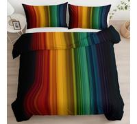 Funda Nórdica Estampada Arte Abstracto 135 x 200 cm, Juego de Cama Reversible Arcoíris Muaré Rayas Funda Nórdica para Chicos Chicas Adolescentes - Set de Ropa de Cama con Cremallera