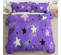 Funda Nórdica Estampada Morado 200 x 200 cm, Juego de Cama Reversible Dibujos Animados Estrella Lunares Rayas Funda Nórdica para Chicos Chicas Adolescentes - Set de Ropa de Cama con Cremallera