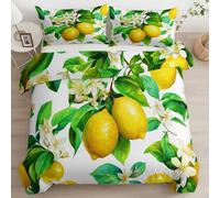 Funda Nórdica Estampada Multicolor 135 x 200 cm, Juego de Cama Reversible Rama Flor Fruta Limón Funda Nórdica para Chicos Chicas Adolescentes - Fundas de Edredón Ropa de Cama con Cremallera