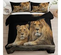 Funda Nórdica Estampada Negro 150 x 220 cm, Juego de Cama Reversible Animal Estampado León Leopardo Funda Nórdica para Chicos Chicas Adolescentes - Set de Ropa de Cama con Cremallera