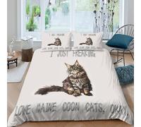 Funda Nórdica Gato Maine Coon Impresión 3D Microfibra Transpirable Juego de Cama Decoración Dormitorio Adecuada para Todas Las Edades Single（140x200cm）