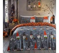 Bedlam Funda Nórdica Gonk Espeluznante Halloween Tamaño Individual (140 x 200cm) - Reversible (2 Diseños) - Brilla en la Oscuridad - Murciélagos & Calabazas - Decoraciones de Halloween