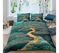 Funda Nórdica Impresa 3D Paisaje Natural Microfibra Decoración Dormitorio Juego de Cama Senda Bosque para Adultos Single（140x200cm）