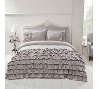 Funda Nórdica Individual Gris Con Volantes Elegante Ropa De Cama