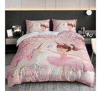 Funda Nórdica Individual Ultrasuave Hipoalergénica Juego de Funda 150x220 cm Unicornio de NiñA de Dibujos Animados Juego de Funda Nórdica Niños y Adultos, Rosa Ropa de Cama de Microfibra para Cama 90