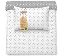 Funda Nórdica Infantil 90x120 cm Algodón Juego Funda de Almohada 40x60 | Reversible con cremallera para niño y niña bebé Ropa de Cama de Algodón suave certificado Oeko-Tex Blanco / Gris