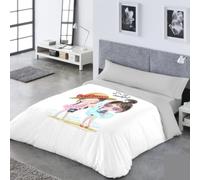 Funda Nórdica Infantil Reversible Catotex Surfers, Yogui y Kayana | Cama 90 y 105 cm | Juego 3 Piezas con Rayas + Diseño Infantil | 50% Algodón - 50% Poliéster (Kayana Gris, Cama 90cm (150x220cm))