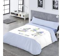 Funda Nórdica Infantil Reversible Catotex Surfers, Yogui y Kayana | Cama 90 y 105 cm | Juego 3 Piezas con Rayas + Diseño Infantil | 50% Algodón - 50% Poliéster (Surfers Azul, Cama 105cm (180x220cm))