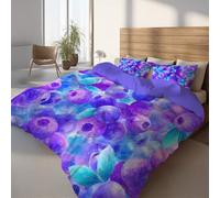 Funda Nórdica Invierno Onírico - 200 x 200 - Reversible Microfibra Púrpura Real - 2 Fundas de Almohada Incluidas - Ropa de Cama Sereno Arándano Fruta - Morbida Microfibra Funda Nórdica