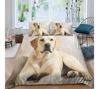 Funda Nórdica Labrador Impresión 3D Microfibra Adultos Decoración Dormitorio Juego de Ropa de Cama Perro Suave Transpirable Regalo Super King（260x220cm）
