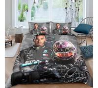 Funda Nórdica Lewis Hamilton, Ropa De Cama De Microfibra De F1 Racing, Juego De Cama para Niñas Y Niños, Funda Edredón con Cremallera Y Fundas De Almohada King（220x240cm）
