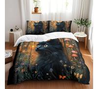 Funda Nordica Mariposa De Setas Gato Funda Nordica 220 x 240 Microfibra Colcha Respirable,Colcha Cama con Cremallera Cómoda Edredon+2 Funda Almohada 50x75cm