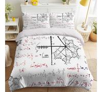 Funda Nórdica Matemáticas - 135 x 200 cm - Reversible Rojo Blanco - para Residencia Universitaria Matemáticos - Ropa de Cama Cálculo Fórmulas Geek - Morbida Funda Nórdica