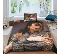 Funda Nórdica Michael Jackson Microfibra Suave Juego De Cama 3 Piezas Estampado Michael Jackson con Cremallera Y Fundas Almohada para Hombres Y Adultos, Single（135x200cm）