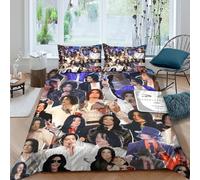 Funda Nórdica Michael Jackson Microfibra Suave Juego De Cama 3 Piezas Estampado Michael Jackson con Cremallera Y Fundas De Almohada para Niños Y Niñas, King（220x240cm）