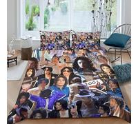 Funda Nórdica Michael Jackson Microfibra Suave Juego De Cama 3 Piezas Michael Jackson con Cremallera Y Fundas De Almohada para Niños Y Niñas, King（220x240cm）