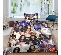 Funda Nórdica Michael Jackson Microfibra Suave Juego De Cama 3 Piezas Michael Jackson con Cremallera Y Fundas Almohada para Hombres Y Adultos, Single（135x200cm）