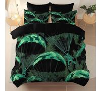 Funda Nordica Microfibra cepillada 135 x 200 cm, Militar Camuflaje Paracaídas Funda nórdica Estampada para un fácil Cuidado, Suave y Transpirable Juego Cama Apto para Adultos y niños, Negro