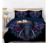 Funda Nordica Microfibra Fantasía Animales, Suave y Confortable Elefante Mandala Estampada Vistoso Juego de Funda Nordica con Cremallera, para niños y niñas Ropa de Cama 200x200 cm