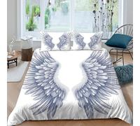 Funda nórdica Microfibra Impresión 3D Alas de ángel Decoración Dormitorio Juego de Cama Pluma Suave Transpirable para Adultos Jóvenes Single（135x200cm）