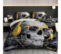 Funda Nordica Microfibra para Cama 80/90 cm Esqueleto de Ciencia FiccióN de Moda Funda Edredon 135x200 cm y 2 x Fundas de Almohada de 50x75 cm Ultra Suave Gris Juego De Ropa De Cama