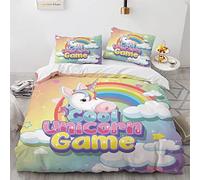 Funda Nórdica Microfibra Suave Cama 90 Juvenil Unicornio 135x200 cm Con 2 Fundas De Almohada 40x75 cm - Impresión 3D