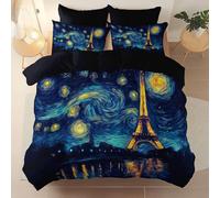 Funda nordica Negro, Cuidado Sencillo Microfibra cepillada, Pittura A Olio Astratto Cielo Stellato Torre Funda nórdica Estampada 135 x 200 cm, Adecuado para niños y niñas Juego Cama