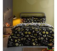 Bedlam Funda Nórdica Ojos Espeluznantes Halloween Tamaño Individual (140 x 200cm) - Reversible (2 Colores) - Brilla en la Oscuridad - Ojos de Monstruo - Decoraciones de Halloween