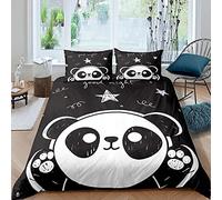 Funda Nórdica Panda de Dibujos Animados Súper Bonita, Juego de Cama de Animales, Funda Nórdica de Varios Patrones con Funda de Almohada y Cremallera (Panda 1,Cama 90-150×220)