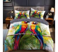 Funda nórdica para Cama 90 Animales Dos Loros Funda edredón 180x220 cm y Funda de Almohada de Microfibra Suave para Dormitorio Infantil y Juvenil, cómoda y fácil de cuidar