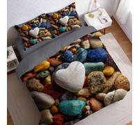 Funda nórdica para Cama 90 Guijarros en Forma de corazón Funda edredón 180x220 cm y Funda de Almohada de Microfibra Suave para Dormitorio Infantil y Juvenil, cómoda y fácil de cuidar